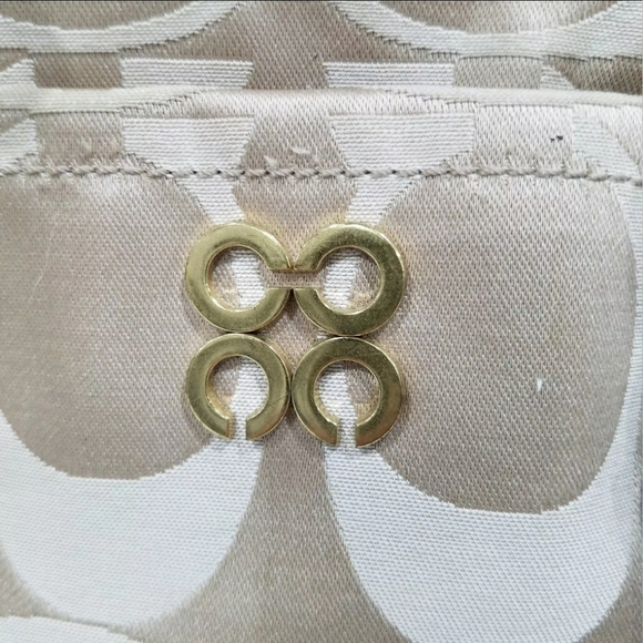 Coach Designer Collette Gold/Brown Embossed Snake Skin Trim Shoulder Bag Purse - Picture 4 of 11